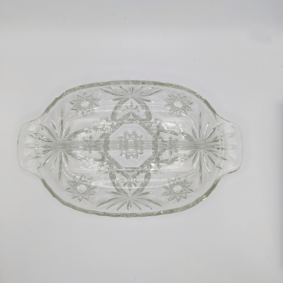 ANCHOR Hocking Star of David Clear Pressed Glass Divided Relish Dish / Tray - Picture 1 of 7